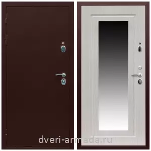Входные двери с зеркалом и теплоизоляцией, Дверь входная Армада Люкс Антик медь / МДФ 16 мм ФЛЗ-120 Дуб беленый красивая с замками